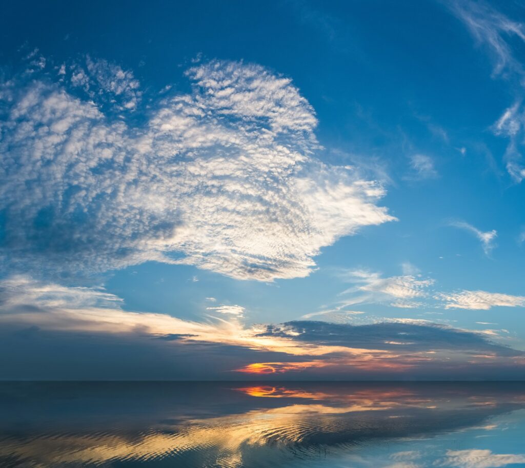 blue sky on the lake